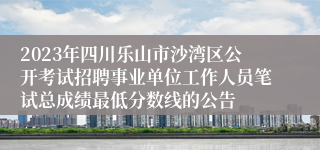 2023年四川乐山市沙湾区公开考试招聘事业单位工作人员笔试总成绩最低分数线的公告