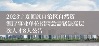 2023宁夏回族自治区自然资源厅事业单位招聘急需紧缺高层次人才8人公告