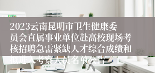 2023云南昆明市卫生健康委员会直属事业单位赴高校现场考核招聘急需紧缺人才综合成绩和拟进入考察人员名单公告