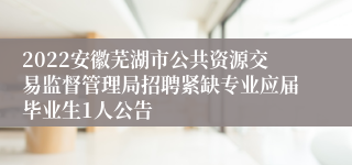 2022安徽芜湖市公共资源交易监督管理局招聘紧缺专业应届毕业生1人公告