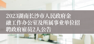 2023湖南长沙市人民政府金融工作办公室及所属事业单位招聘政府雇员2人公告