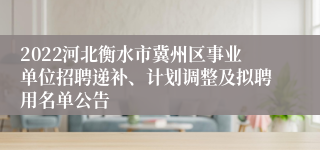 2022河北衡水市冀州区事业单位招聘递补、计划调整及拟聘用名单公告