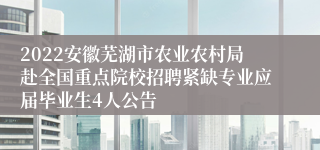 2022安徽芜湖市农业农村局赴全国重点院校招聘紧缺专业应届毕业生4人公告