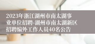 2023年浙江湖州市南太湖事业单位招聘-湖州市南太湖新区招聘编外工作人员40名公告