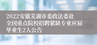 2022安徽芜湖市委政法委赴全国重点院校招聘紧缺专业应届毕业生2人公告