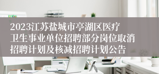 2023江苏盐城市亭湖区医疗卫生事业单位招聘部分岗位取消招聘计划及核减招聘计划公告