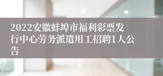 2022安徽蚌埠市福利彩票发行中心劳务派遣用工招聘1人公告