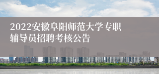 2022安徽阜阳师范大学专职辅导员招聘考核公告