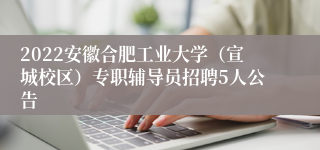 2022安徽合肥工业大学（宣城校区）专职辅导员招聘5人公告