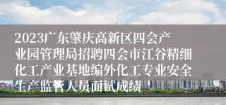 2023广东肇庆高新区四会产业园管理局招聘四会市江谷精细化工产业基地编外化工专业安全生产监管人员面试成绩