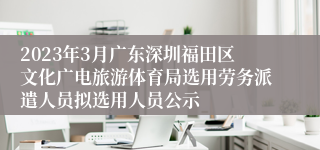 2023年3月广东深圳福田区文化广电旅游体育局选用劳务派遣人员拟选用人员公示