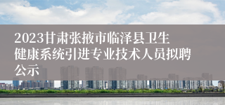 2023甘肃张掖市临泽县卫生健康系统引进专业技术人员拟聘公示