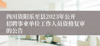 四川资阳乐至县2023年公开招聘事业单位工作人员资格复审的公告