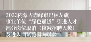 2023内蒙古赤峰市巴林左旗事业单位“绿色通道”引进人才部分岗位取消（核减招聘人数）及进入面试范围人员公