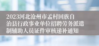 2023河北沧州市孟村回族自治县行政事业单位招聘劳务派遣制辅助人员证件审核递补通知