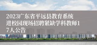 2023广东省平远县教育系统进校园现场招聘紧缺学科教师17人公告