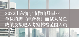 2023山东济宁市微山县事业单位招聘（综合类）面试人员总成绩及拟进入考察体检范围人员公告