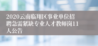 2020云南临翔区事业单位招聘急需紧缺专业人才教师岗11人公告