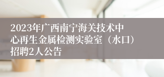 2023年广西南宁海关技术中心再生金属检测实验室（水口）招聘2人公告