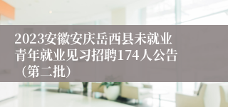 2023安徽安庆岳西县未就业青年就业见习招聘174人公告（第二批）