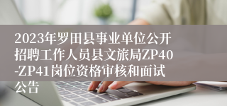 2023年罗田县事业单位公开招聘工作人员县文旅局ZP40-ZP41岗位资格审核和面试公告