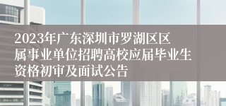 2023年广东深圳市罗湖区区属事业单位招聘高校应届毕业生资格初审及面试公告