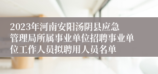 2023年河南安阳汤阴县应急管理局所属事业单位招聘事业单位工作人员拟聘用人员名单