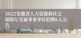 2022安徽省人力资源和社会保障厅直属事业单位招聘6人公告