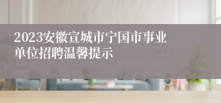 2023安徽宣城市宁国市事业单位招聘温馨提示