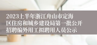 2023上半年浙江舟山市定海区住房和城乡建设局第一批公开招聘编外用工拟聘用人员公示