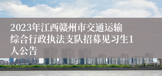 2023年江西赣州市交通运输综合行政执法支队招募见习生1人公告