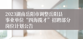 2023湖南岳阳市调整岳阳县事业单位“四海揽才”招聘部分岗位计划公告