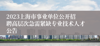 2023上海市事业单位公开招聘高层次急需紧缺专业技术人才公告