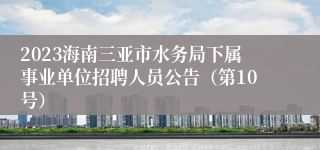 2023海南三亚市水务局下属事业单位招聘人员公告（第10号）