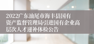 2022广东汕尾市海丰县国有资产监督管理局引进国有企业高层次人才递补体检公告