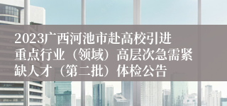 2023广西河池市赴高校引进重点行业（领域）高层次急需紧缺人才（第二批）体检公告