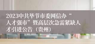 2023中共毕节市委网信办“人才强市”暨高层次急需紧缺人才引进公告（贵州）