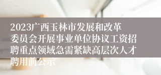 2023广西玉林市发展和改革委员会开展事业单位协议工资招聘重点领域急需紧缺高层次人才聘用前公示