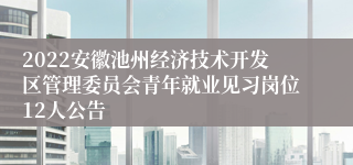 2022安徽池州经济技术开发区管理委员会青年就业见习岗位12人公告