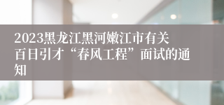 2023黑龙江黑河嫩江市有关百日引才“春风工程”面试的通知