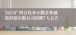 2023广西百色市小微企业融资担保有限公司招聘7人公告