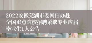 2022安徽芜湖市委网信办赴全国重点院校招聘紧缺专业应届毕业生1人公告