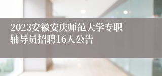 2023安徽安庆师范大学专职辅导员招聘16人公告