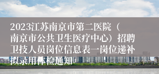 2023江苏南京市第二医院（南京市公共卫生医疗中心）招聘卫技人员岗位信息表一岗位递补拟录用体检通知