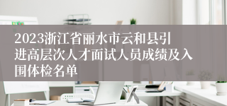 2023浙江省丽水市云和县引进高层次人才面试人员成绩及入围体检名单