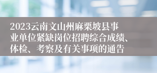 2023云南文山州麻栗坡县事业单位紧缺岗位招聘综合成绩、体检、考察及有关事项的通告