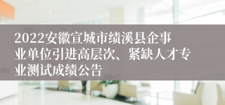 2022安徽宣城市绩溪县企事业单位引进高层次、紧缺人才专业测试成绩公告