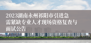 2023湖南永州祁阳市引进急需紧缺专业人才现场资格复查与面试公告 