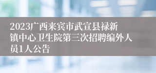 2023广西来宾市武宣县禄新镇中心卫生院第三次招聘编外人员1人公告