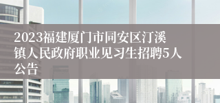 2023福建厦门市同安区汀溪镇人民政府职业见习生招聘5人公告